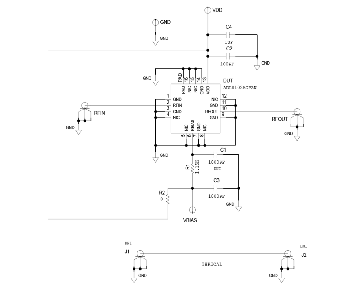 原理图 - Analog Devices Inc. ADL8102-EVALZ 评估板